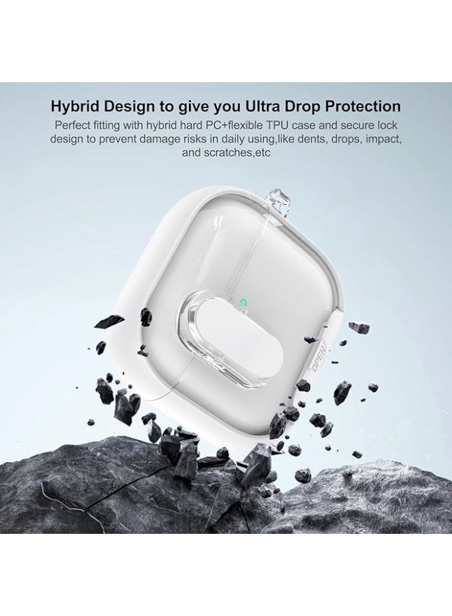 الخامس لطيفة غلاف شفاف لسماعة AirPods الجيل الرابع بقفل أمان، مزود بحامل جوال وتقنية ماجسيف، فتح تلقائي، تصميم حماية مزدوجة - لون أبيض - Image 5