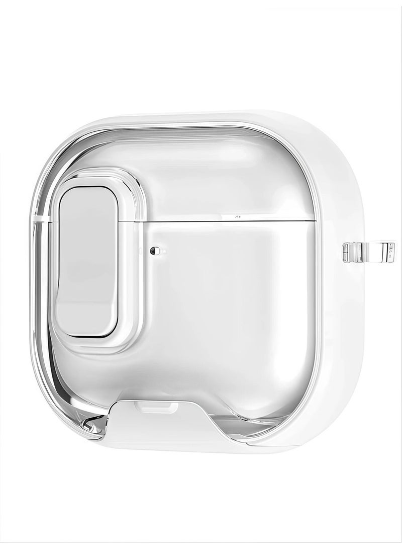 الخامس لطيفة غلاف شفاف لسماعة AirPods الجيل الرابع بقفل أمان، مزود بحامل جوال وتقنية ماجسيف، فتح تلقائي، تصميم حماية مزدوجة - لون أبيض - Image 2