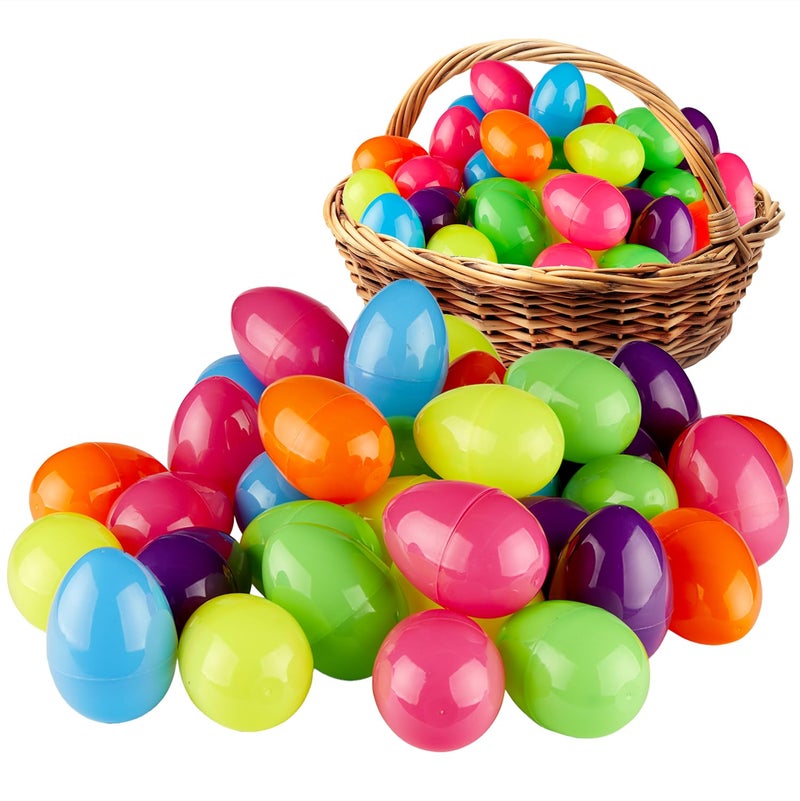 Prextex 3.5â€ Unfilled Easter Eggs Empty, 36 pcs - Empty Plastic Eggs Fillable with Candy, Presents for Toy Basket - Easter Decorations, Toy Egg Basket - Boys and Girls - Image 1