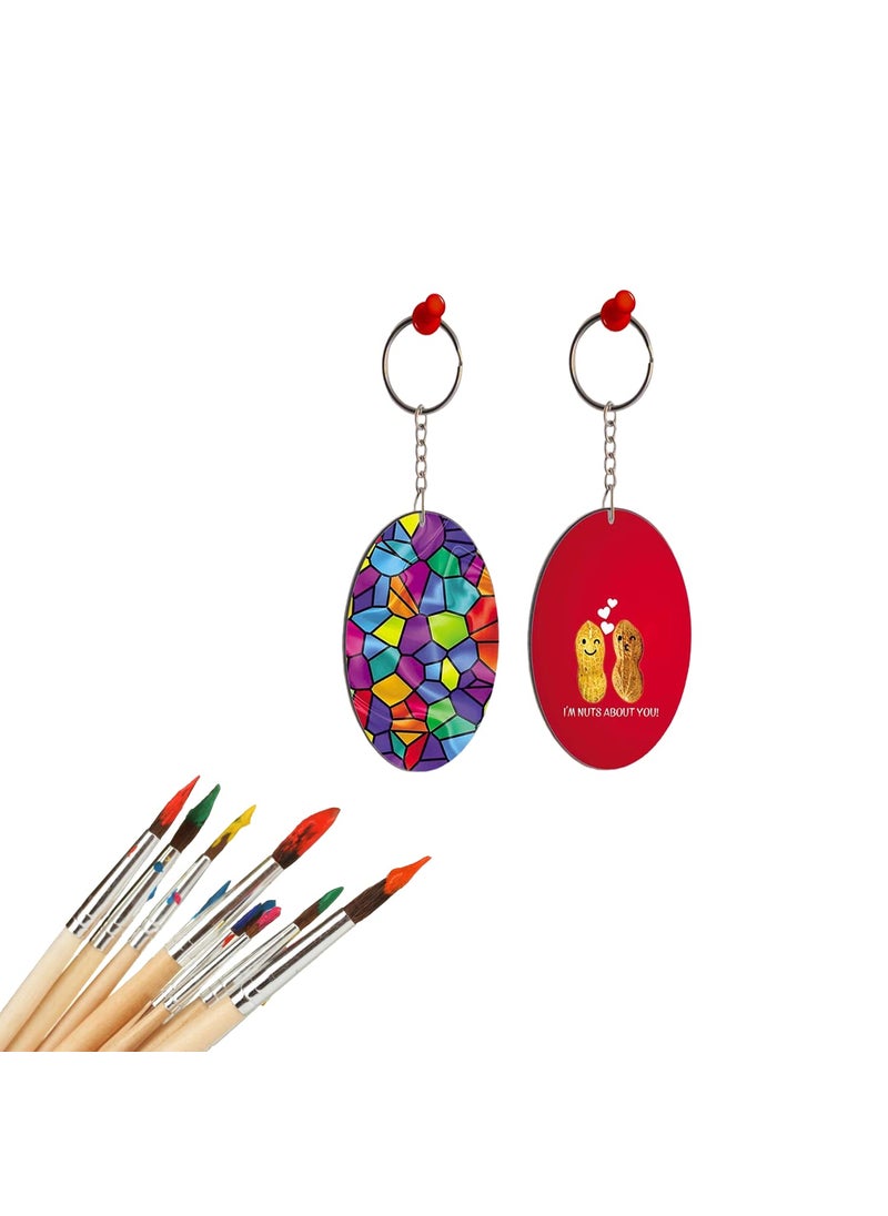 Generic Ecomology 20 Pcs Oval Shape Key Chains with Ring 50 x 50 mm Art and Craft with Smooth Surface It is Suitable for All Type of Craft Activities Mandala Art MDF Board Suitable for Decoupage  - Image 4
