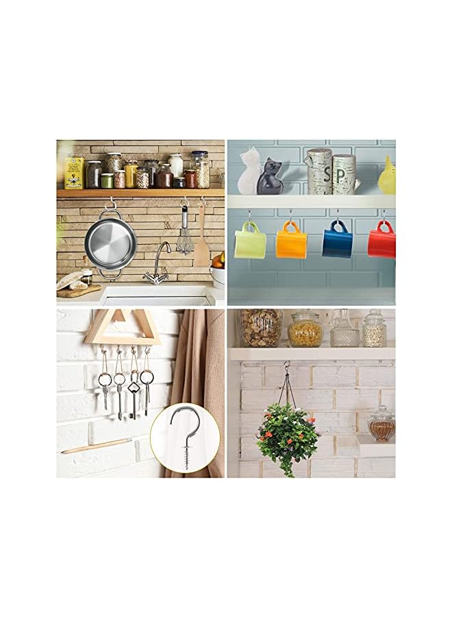 promass Shayfeer 150 Pieces Screw Hooks, Metal Screw-in Ceiling Hook for Hanging Cups, Keys, Towels, Clothes, Kitchen Utensils, 7 Sizes - Image 4