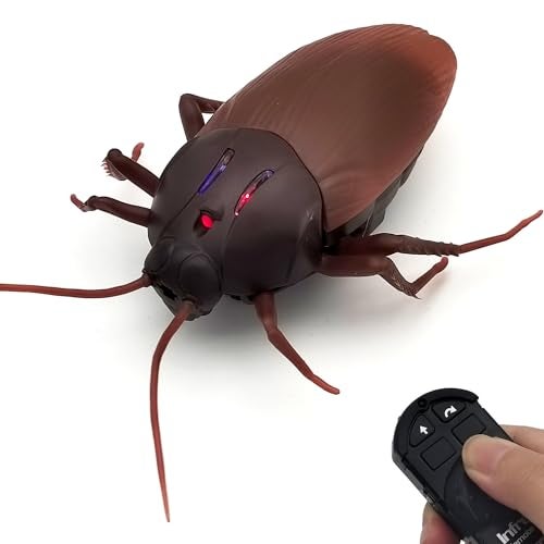 Tipmant RC Cockroach Toy Remote Control Roach Insect Realistic Simulation Electric Electronic Animal for Cat Toddler Kids Birthday Gifts Includes Screwdriver Battery - Image 1