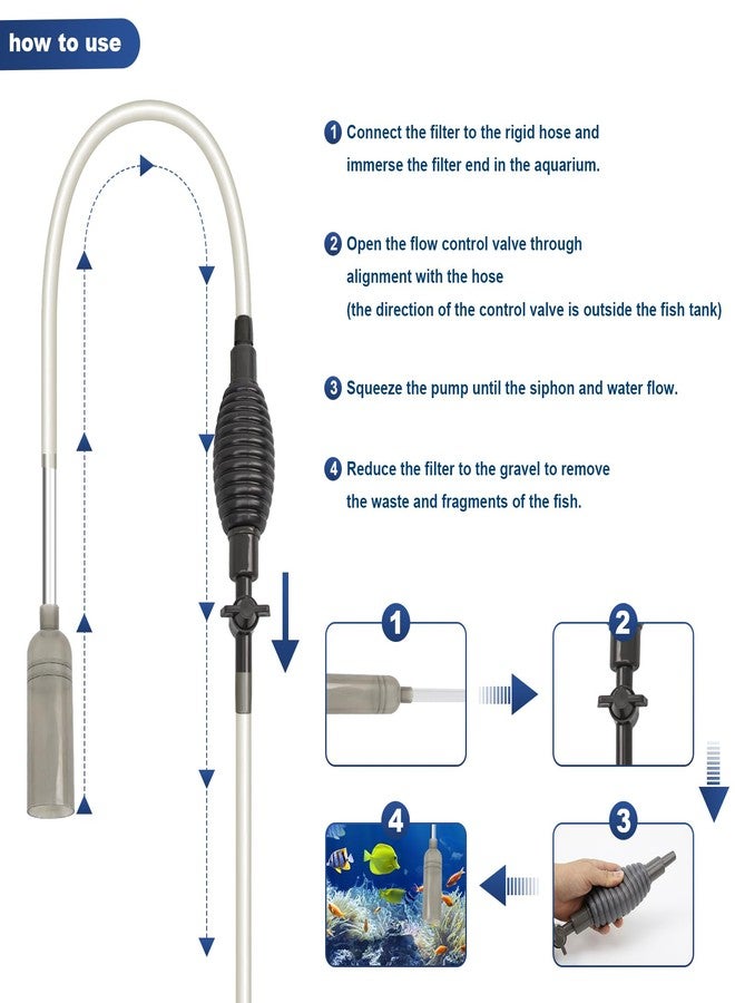 twocorn Essential Fish Tank Cleaning Tools, Achieve a spotless aquarium with the 8.5' fish tank cleaner, aquarium vacuum, Gravel Vacuum and Siphon Pump - Image 4