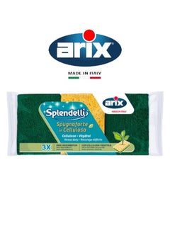arix Arix Natural Sponge 3PCS 223 – Cellulose, Extra-Strong Abrasive, Super Absorbent for Tough Cleaning  - Image 1