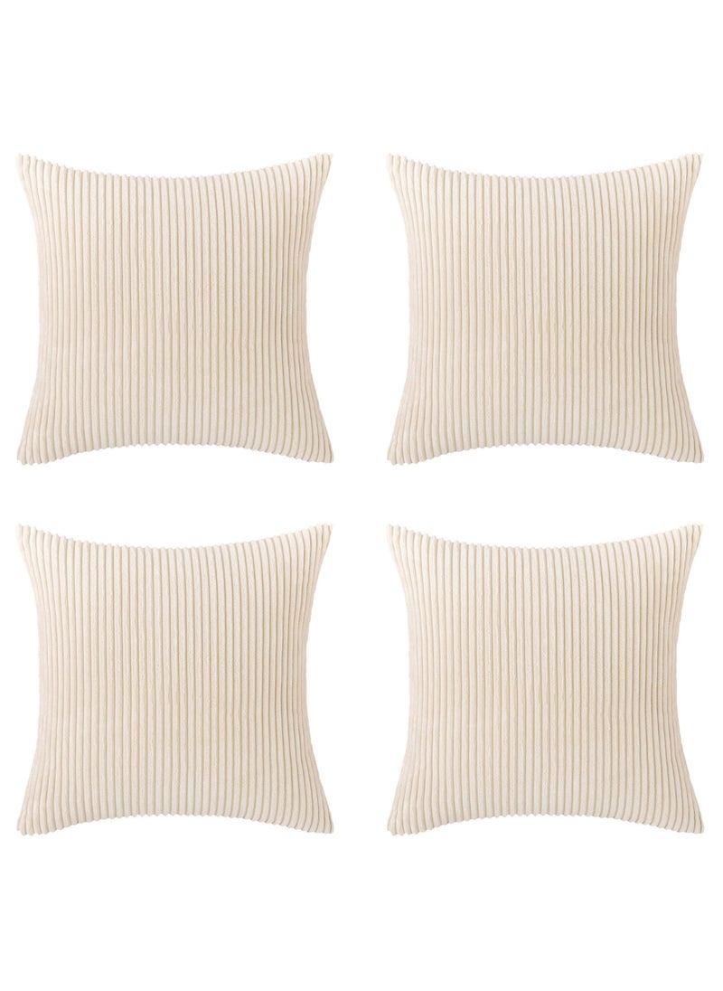 Generic Sofa Decorative Beige Cream Pillow Cover Cushion Cover, Set of 4 Soft Velvet Modern Reversible Design for Home Decor Mix and Match, Pillow Inserts Not Included (45x45CM)  - Image 1