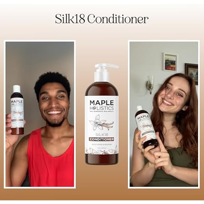 Maple Holistics SILK PROTEIN CONDITIONER FOR DAMAGED HAIR - ULTRA MOISTURIZING CONDITIONER FOR DRY HAIR WITH DEEPLY NOURISHING SHEA BUTTER ARGAN OIL GREEN TEA & ALOE - HELPS DEFINE CURLS & CONTROL FRIZZ (16 FL OZ) - Image 3