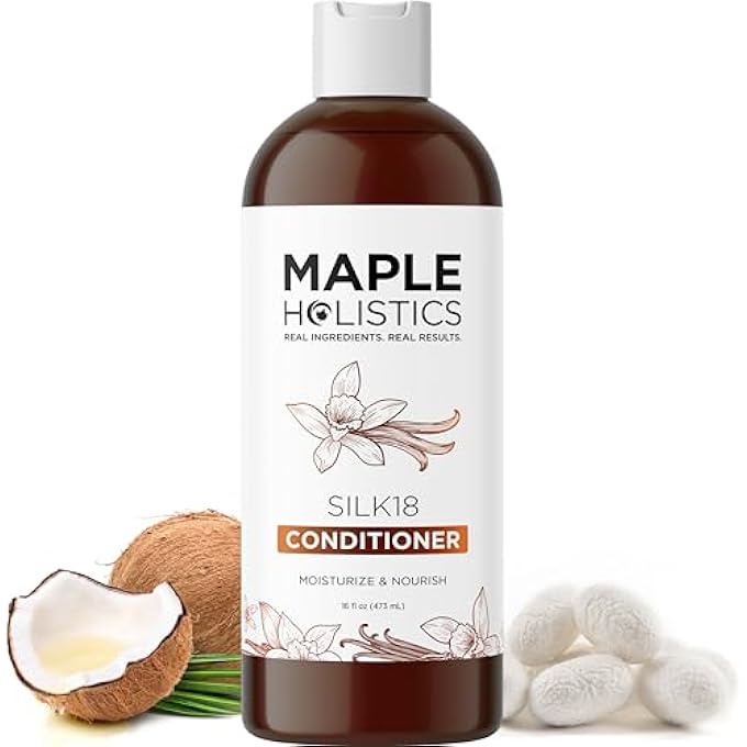 Maple Holistics SILK PROTEIN CONDITIONER FOR DAMAGED HAIR - ULTRA MOISTURIZING CONDITIONER FOR DRY HAIR WITH DEEPLY NOURISHING SHEA BUTTER ARGAN OIL GREEN TEA & ALOE - HELPS DEFINE CURLS & CONTROL FRIZZ (16 FL OZ) - Image 2