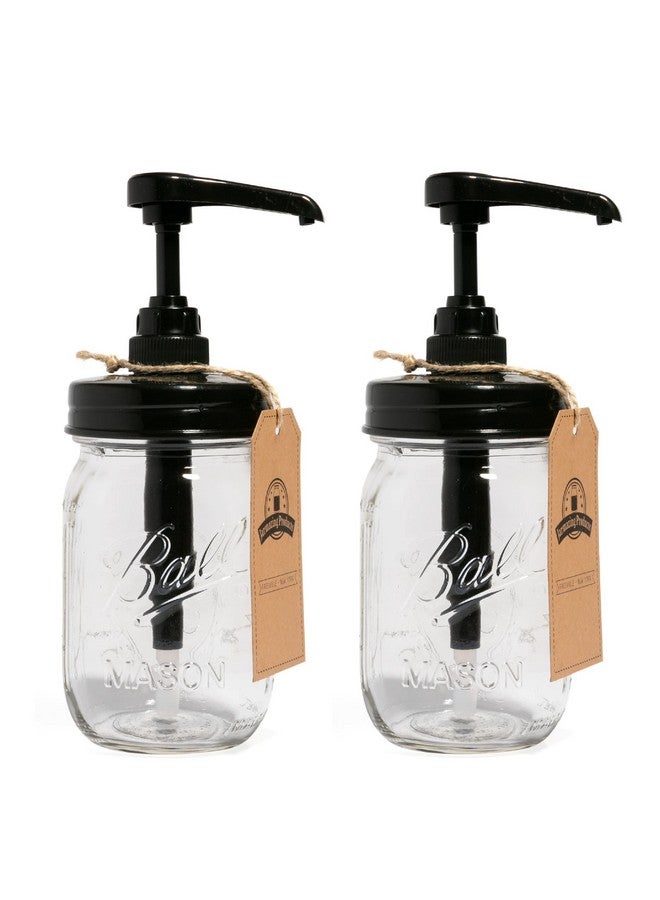 Jarmazing Products Jarmazing Products Mason Jar Syrup Dispenser - Set of 2 - 16 oz Ball Jars with Rust-Proof, Leak-Proof, Food Grade Pumps for Honey, Syrups, Condiments, Salad Dressings and More  - Image 1