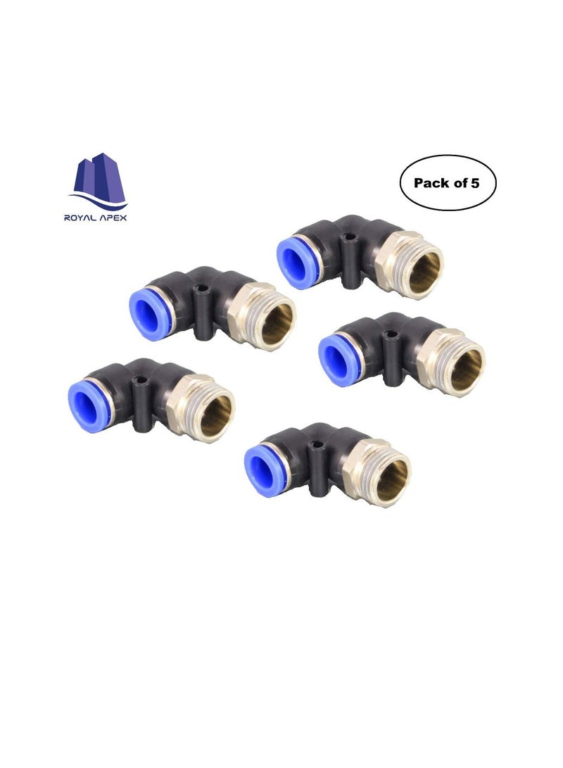 بي يو تجهيزات أنابيب PU أنبوب هوائي من مادة البولي يوريثين دفع لتوصيل تركيبات كوع ذكر حزمة من 5 ، 10mmx3 / 8 " - Image 2