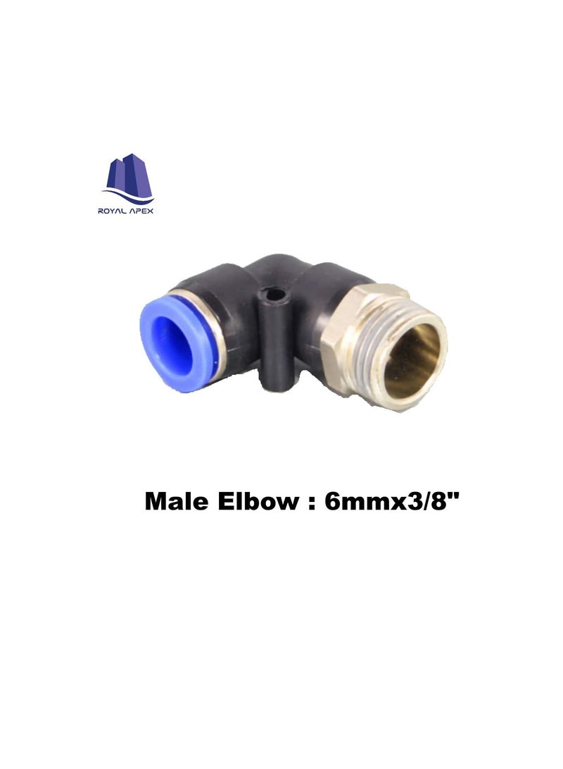 بي يو تجهيزات أنابيب PU أنبوب هوائي من مادة البولي يوريثين دفع لتوصيل تركيبات كوع ذكر حزمة من 5 ، 10mmx3 / 8 " - Image 3