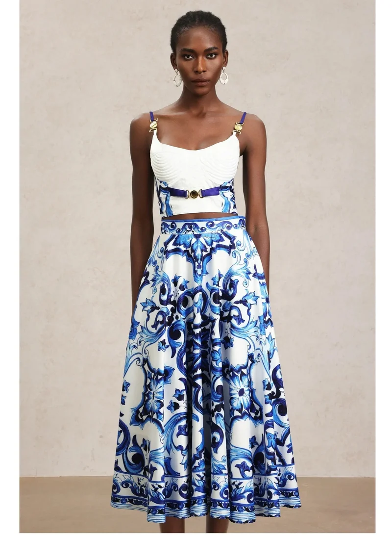 Bella Barnett Kaona Halter Floral Printed Top And Skirt Two-Piece Set