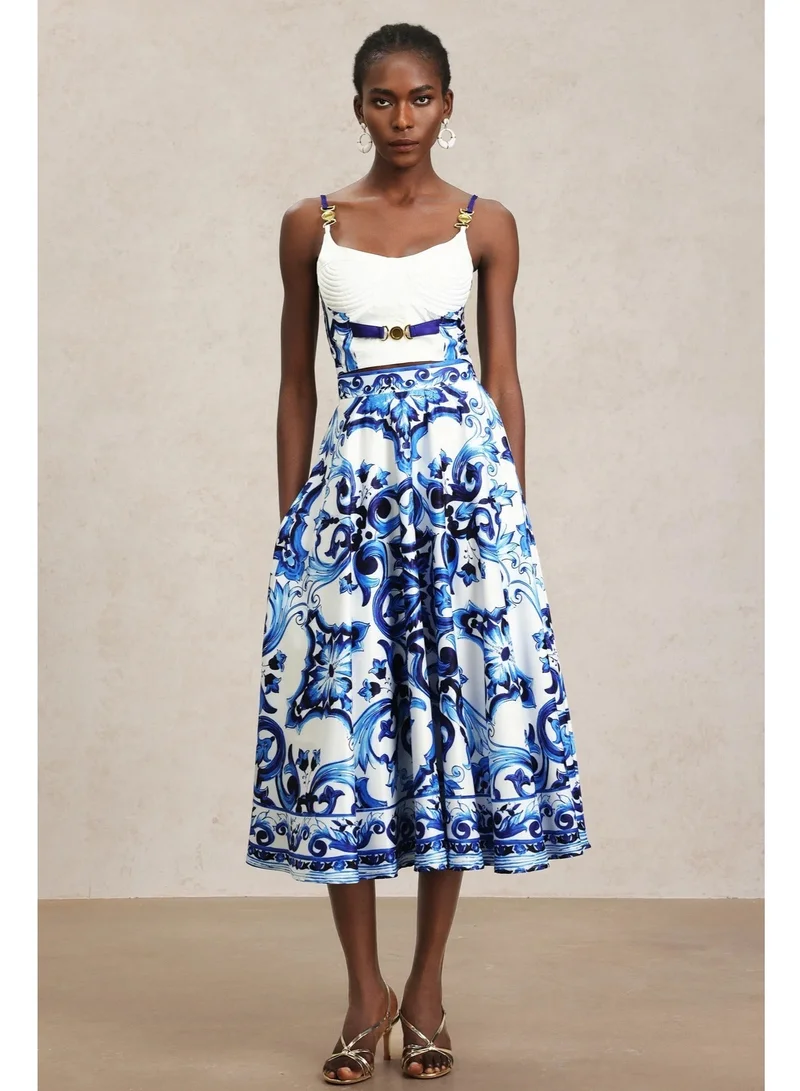 Bella Barnett Kaona Halter Floral Printed Top And Skirt Two-Piece Set