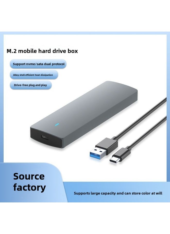 Generic M.2 Solid State Hard Disk Box Type-c3.1 Interface NVME/NGFF Dual Protocol Mobile Hard Disk Box-Color:M.2 Hard Disk Enclosure Black-NVME Protocol  - Image 1