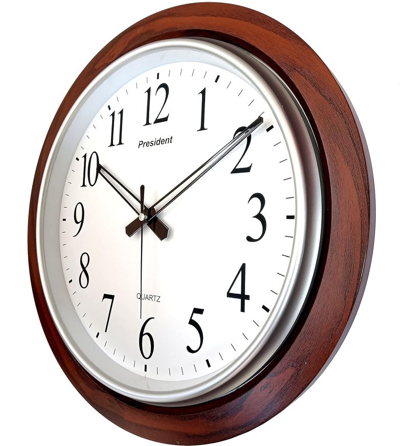 President President Simple and Best Wooden Look Big Size Wood Finish Wall Clock with Glass, 16 inch x 16 inch x 2 inch - Image 2