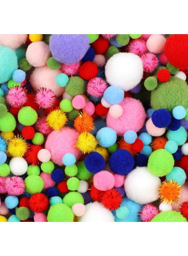 60 PCS Pom Poms, Multicolor Bulk Pom Poms Arts and Crafts, Soft and Fluffy Craft Pom Poms, Assorted Sizes Pompoms, for Arts and Craft Making Decorations