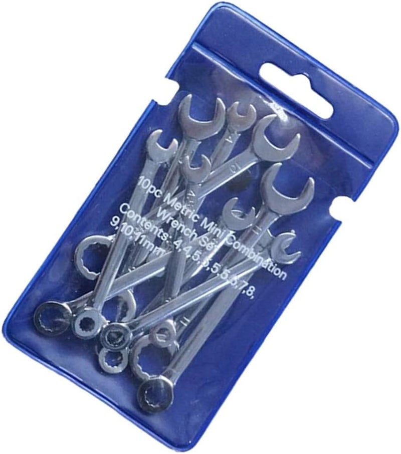klarako Set of 10 Combination Wrenches Made of Chrome Vanadium Steel, Wrench - Silver, Metric Set - Image 2