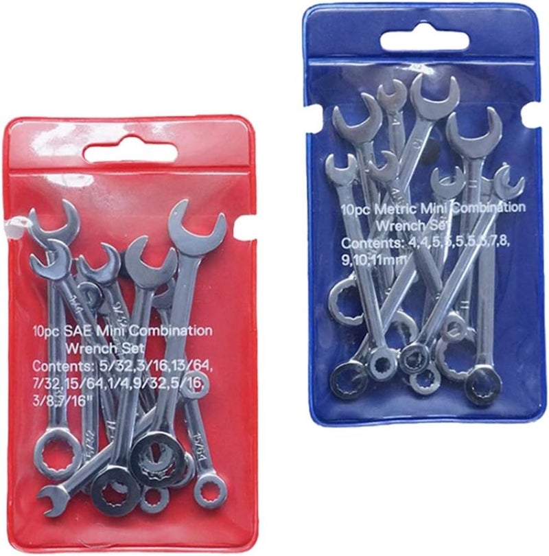 klarako Set of 10 Combination Wrenches Made of Chrome Vanadium Steel, Wrench - Silver, Metric Set - Image 4