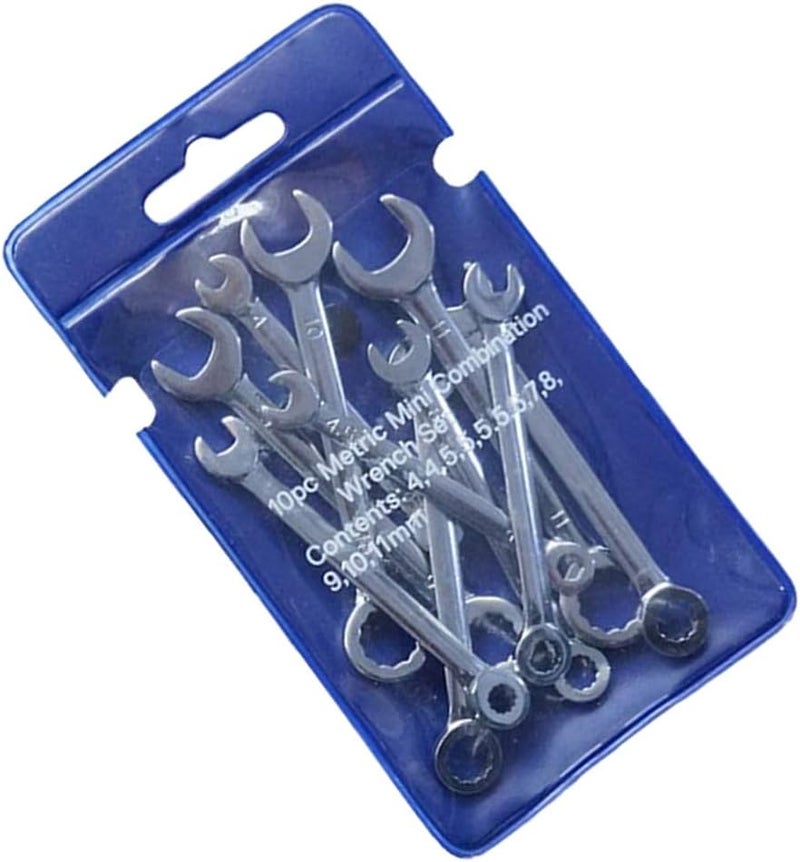 klarako Set of 10 Combination Wrenches Made of Chrome Vanadium Steel, Wrench - Silver, Metric Set - Image 1