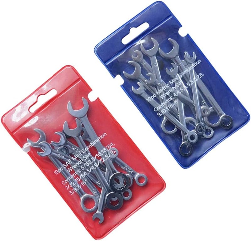 klarako Set of 10 Combination Wrenches Made of Chrome Vanadium Steel, Wrench - Silver, Metric Set - Image 3