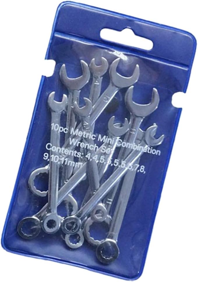 klarako Set of 10 Combination Wrenches Made of Chrome Vanadium Steel, Wrench - Silver, Metric Set - Image 5