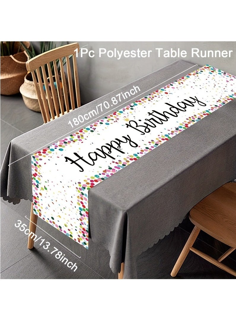 Generic Happy Birthday Table Runner: 1pc Colorful Polka Dot Polyester Table Runner for Birthday Party Decoration  - Image 1