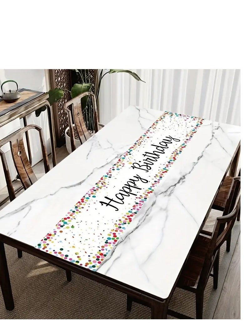 Generic Happy Birthday Table Runner: 1pc Colorful Polka Dot Polyester Table Runner for Birthday Party Decoration  - Image 2