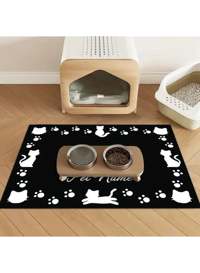 Personalized Cat Feeding Mat With Paw Print Design Non Slip Durable Polyester 15 75x19 69 Inch Easy Clean - Image 5