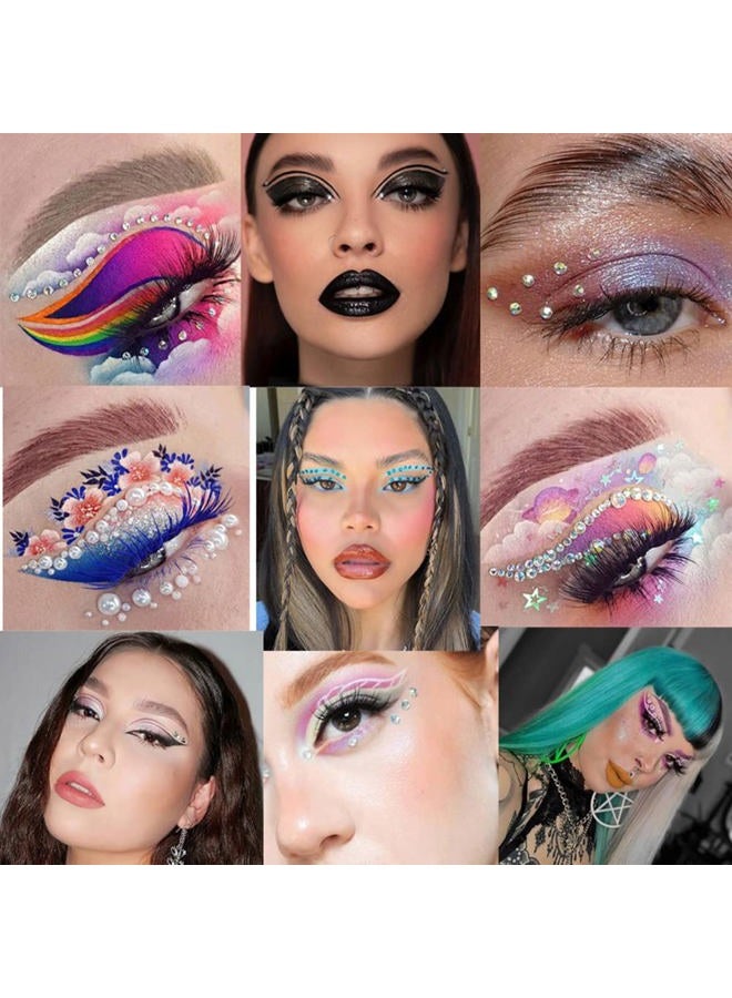 MANGOIT Eye Body Face Gems Jewels Rhinestone Stickers Acrylic Self Adhesive Crystal White AB Makeup Diamonds Face Tattoo Stick Gems for Women Festival Accessory DIY Crafts and Nail Art Decorations 3 Sheets - Image 5