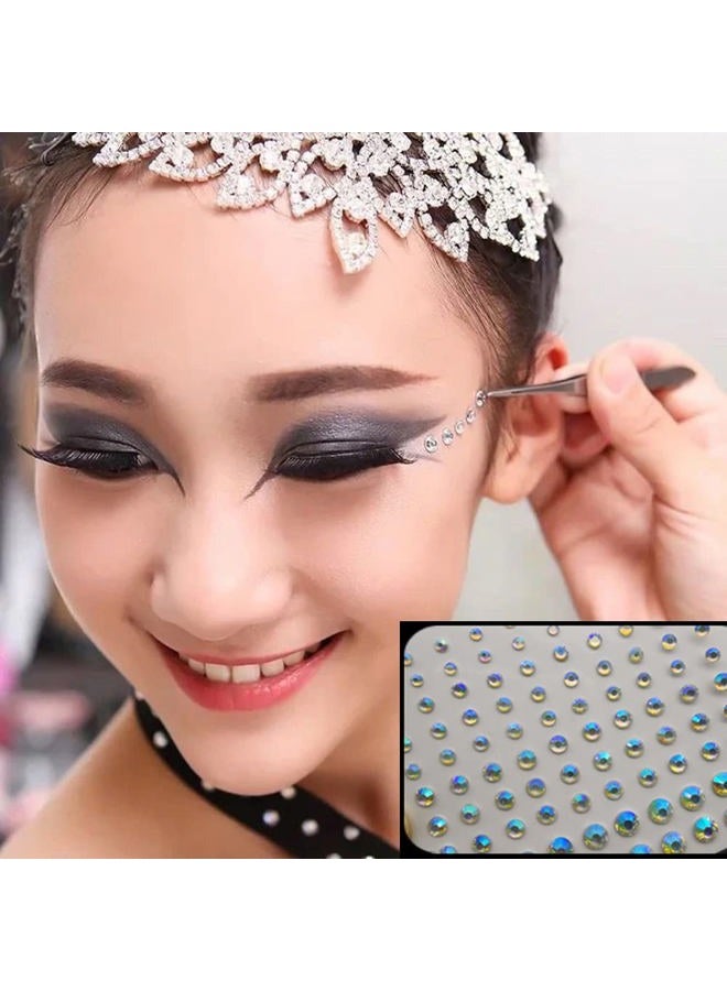 MANGOIT Eye Body Face Gems Jewels Rhinestone Stickers Acrylic Self Adhesive Crystal White AB Makeup Diamonds Face Tattoo Stick Gems for Women Festival Accessory DIY Crafts and Nail Art Decorations 3 Sheets - Image 3