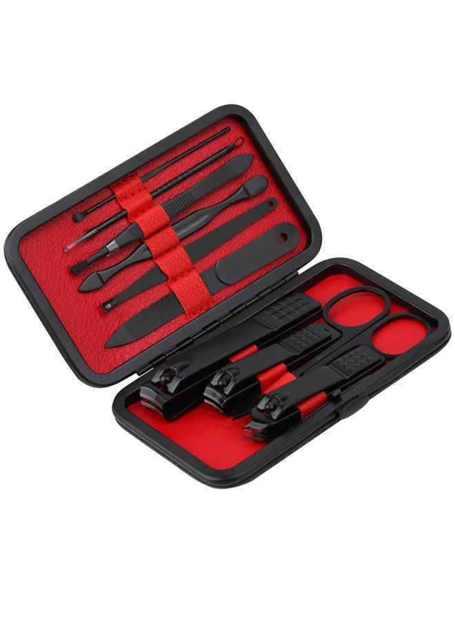 Glamne Manicure Set Nail Clippers Kit Professional Stainless Steel Nail Care Tools with Leather Travel Case 10 in 1 Black - Image 2