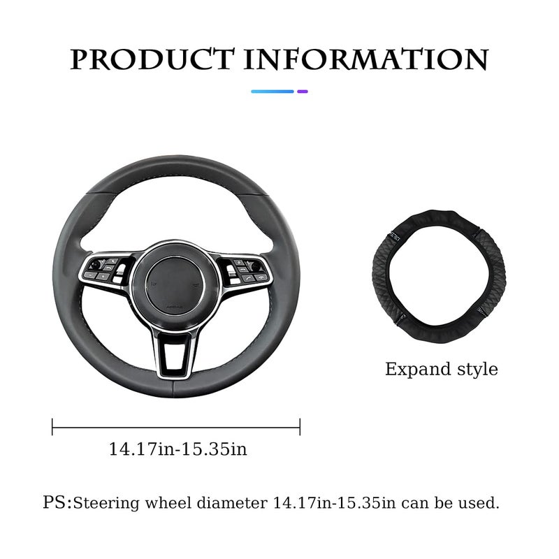Fekey&JF Bling Soft Leather Steering Wheel Cover Protector, 15 Inch Colorful Rhinestones Auto Elastic, Sparkly Crystal Diamond for Women Girls, Car Interior Accessories for Most Cars (Black) - Image 2
