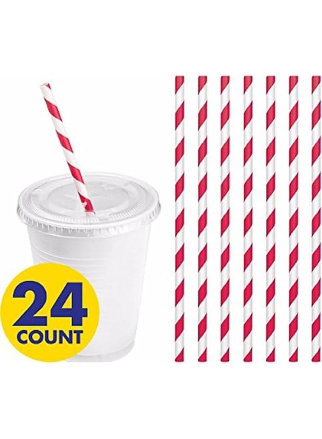 Amscan Apple Red Paper Straw 24Pcs - Image 2