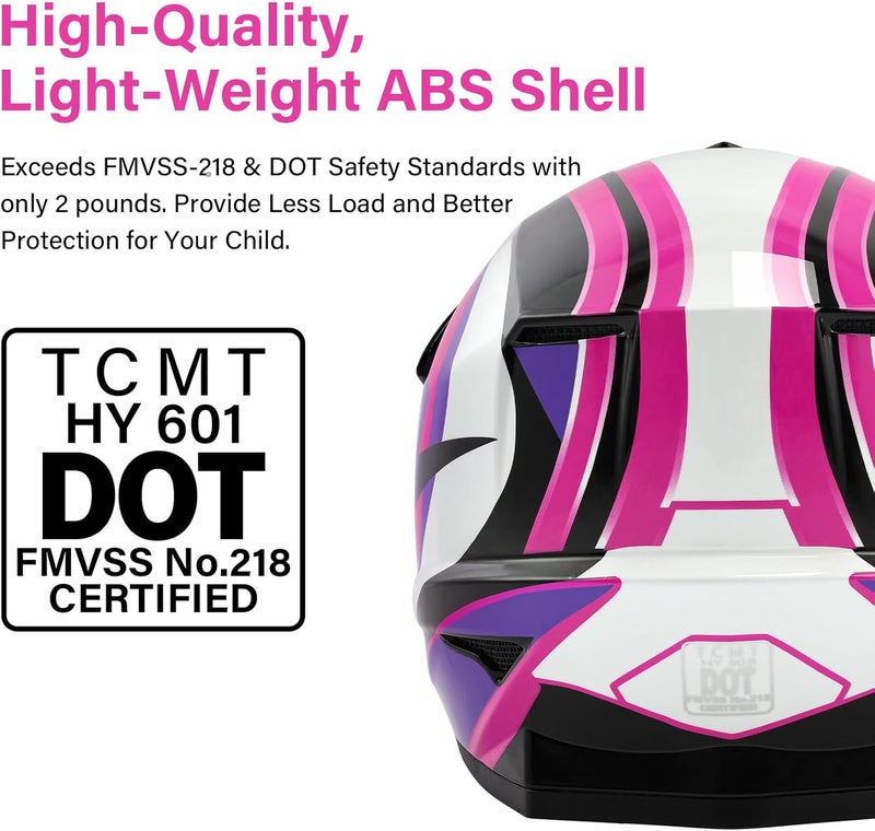 TCMT Youth & Kids Motorcycle Off-Road Full Face Helmet with Goggles and Gloves - Image 2