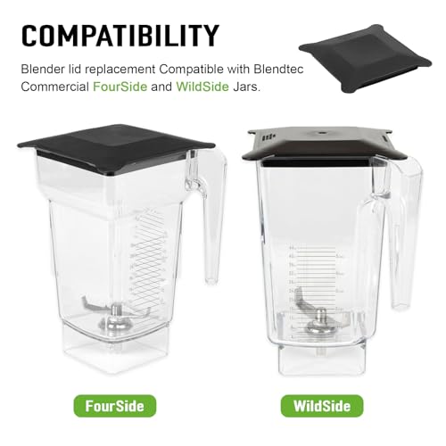 Tobaiwind Blender Jar Lid Replacement for Blendtec Commercial Blender Wildside & Fourside Jars, Soft Rubber Blender Lids Contains No-Vents - Used to Prevent Spatter During Blending, Black (1 Piece) - Image 2