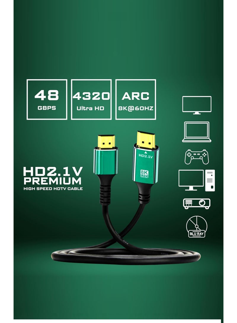 HDMI 8K Cable 3M – 2.1 Version, Supports 8K@60Hz, 4K@120Hz, 48Gbps Ultra High Speed, Dolby Atmos & eARC, Compatible with TVs, Monitors, Gaming Consoles - Image 1