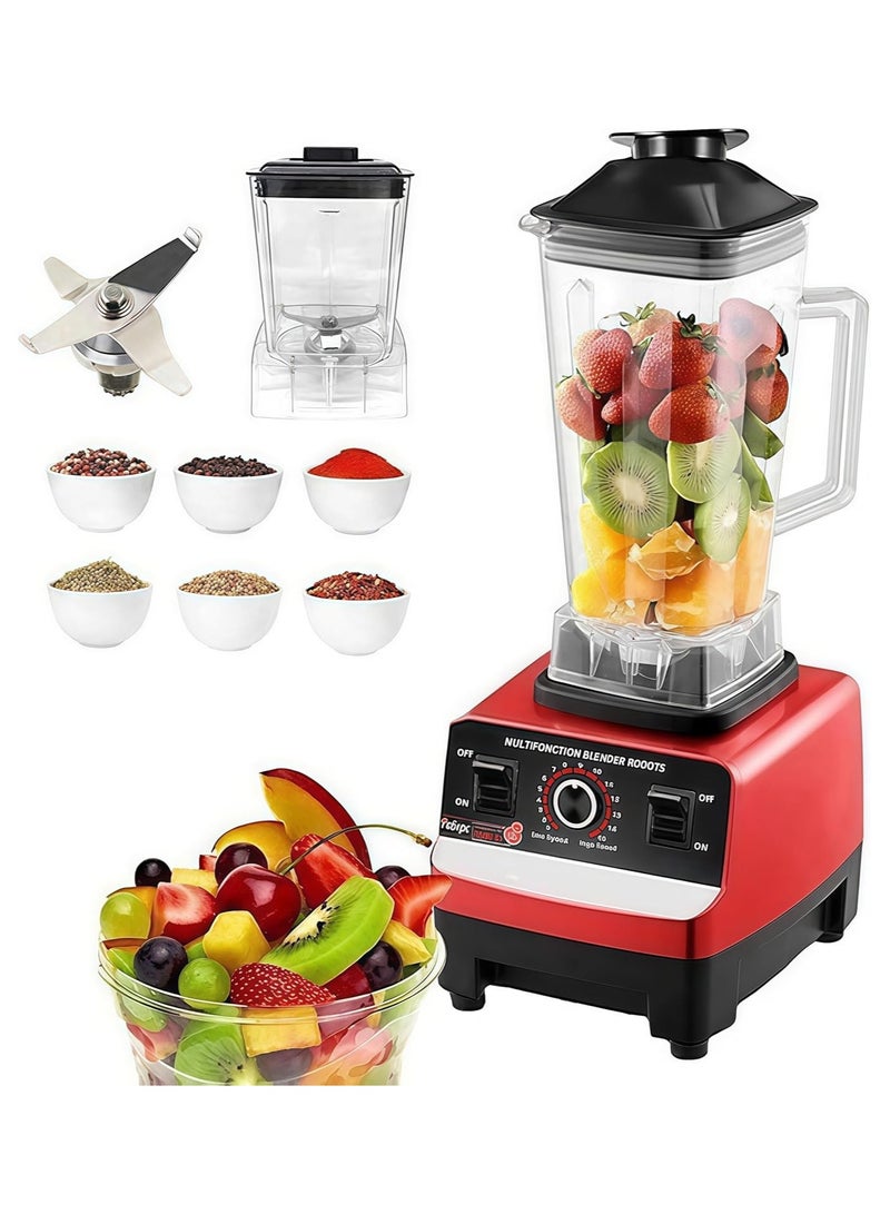 SILVER CREST High Speed Blender 2 L, Ice Crusher, Smoothie Maker, Juice Mixer, Coffee Grinder, Dry & Wet Blender, Nut Chopper, Spice Grinder, Food Processor for Home Kitchen – Red Black. Electric Blender with Multi-functional Grain Grinder 2 liter Adjustable - Image 1