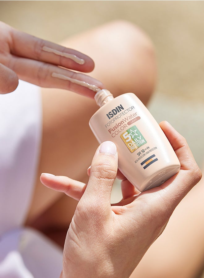 ISDIN واقي شمس فوسيون ووتر ماجيك كولور (فاتح) SPF 50 [50 مل] – واقي شمس ملون فائق الخفة مع الطحالب المتوسطية لتوحيد لون البشرة وترطيبها - Image 4