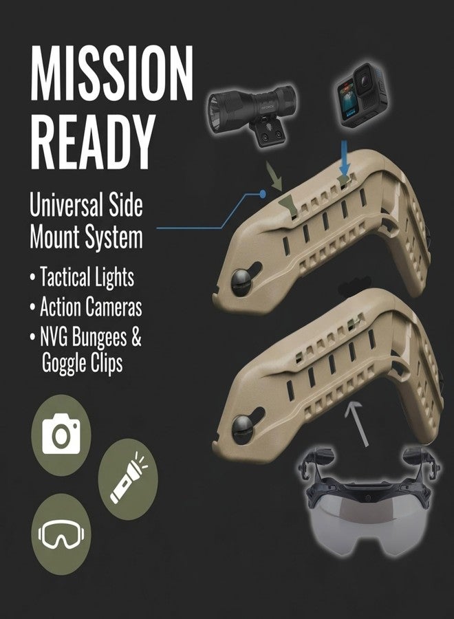 DLP Tactical - ARC Accessory Rail Kit for ACH/MICH Combat Helmets, Side Rail System for Lights, Cameras & Tactical Accessories – Easy Install, High-Strength Polymer - Tan - Image 5