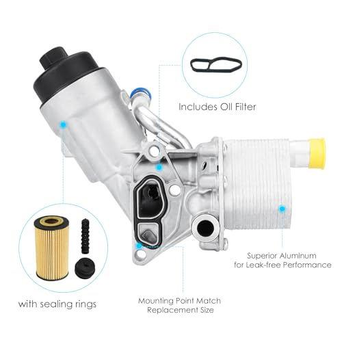 Autsurles Engine Oil Cooler Filter Housing Assembly Adapter with Gasket Cap Filter Insert Fit for Buick Encore 1.4L Turbo 13-21,for Chevrolet Trax 15-21,for Sonic 12-20,for Cruze,Replace for 918-428 - Image 4