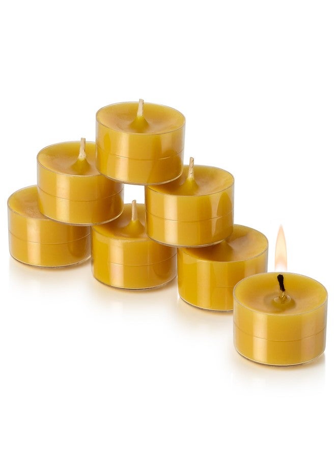 PARNOO 100% Natural Yellow Beeswax Tealight Candles in Clear Plastic Cups, 4 Hours Burn time - Pack of 24 - Image 2