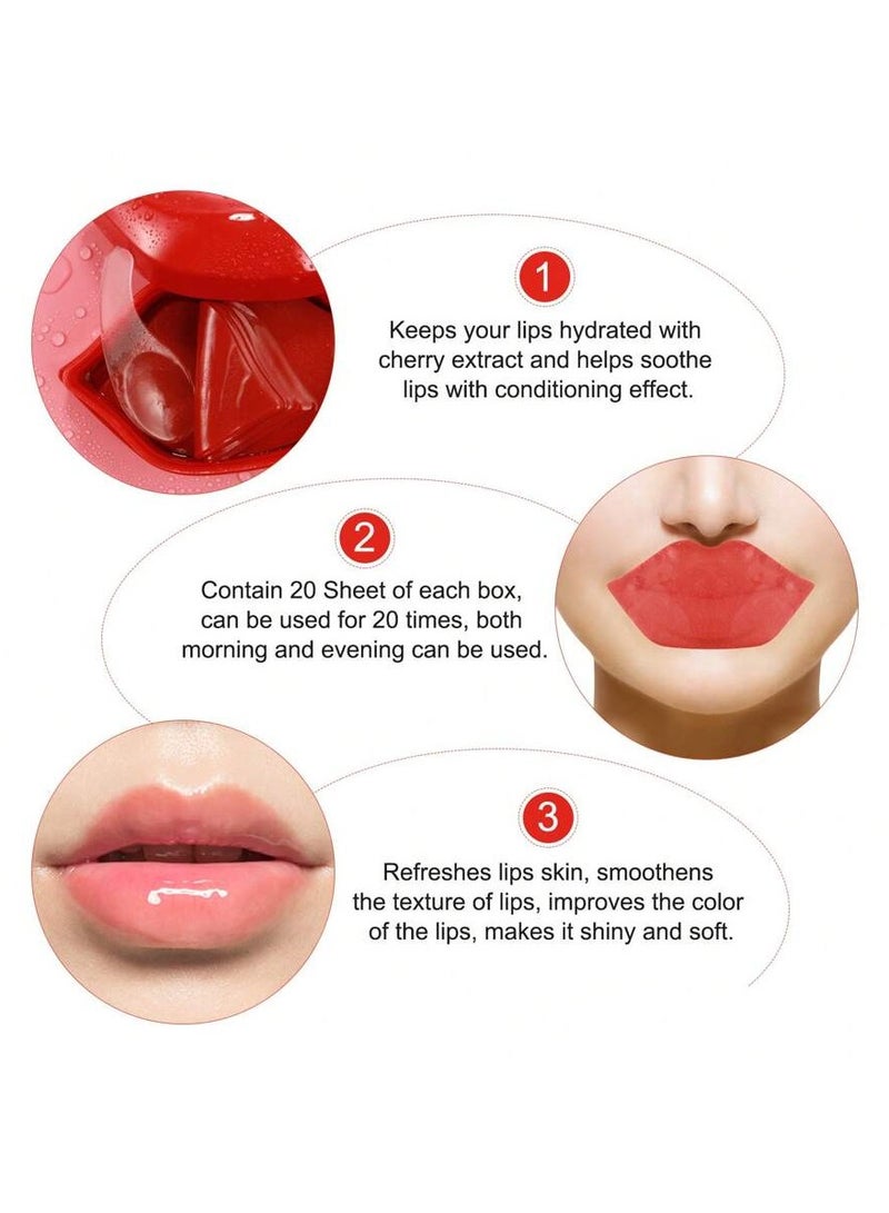 Lip mask to moisturize the lips, with cherry and peach flavor, anti-dry, nourish and moisturize the lips, 20 masks - Image 3