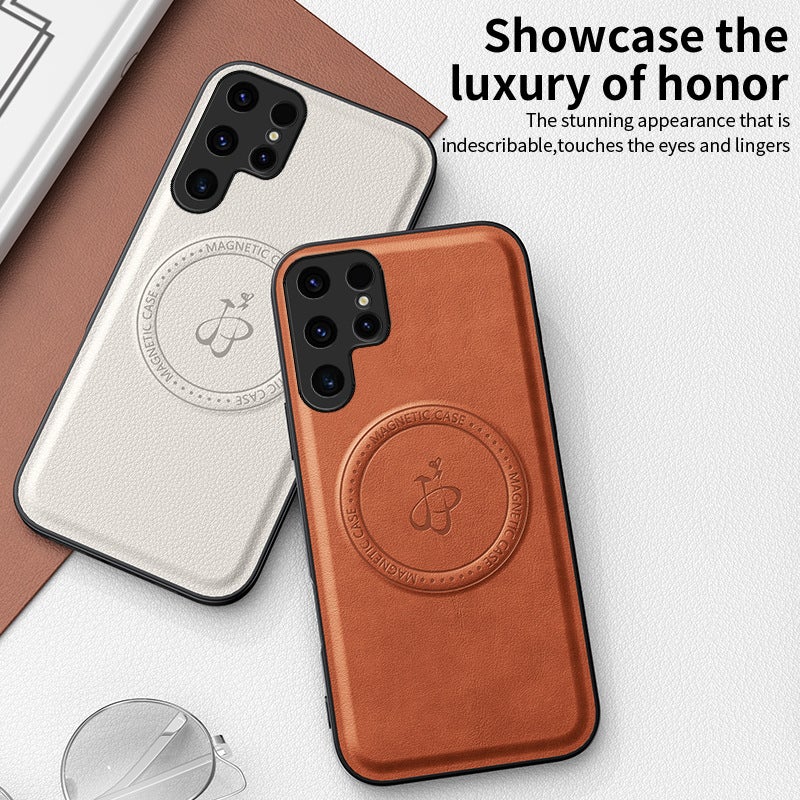 MagSafe Case Leather Protective , Texture , , , Brown , Cover for Samsung Galaxy A15 for School Days - Image 4