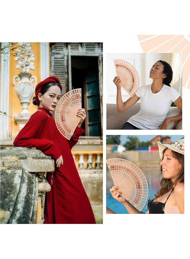 إيروريكس مروحة خشبية قابلة للطي مروحة خشبية قديمة مراوح يدوية قابلة للطي مروحة يدوية من خشب الصندل مروحة يدوية خشبية مروحة صينية من خشب الصندل مع شرابة للنساء هدايا زفاف قابلة للطي وهدايا عيد ميلاد - Image 2