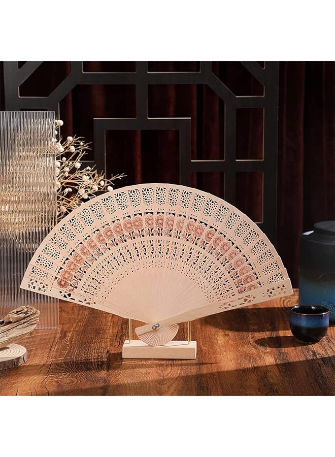 إيروريكس مروحة خشبية قابلة للطي مروحة خشبية قديمة مراوح يدوية قابلة للطي مروحة يدوية من خشب الصندل مروحة يدوية خشبية مروحة صينية من خشب الصندل مع شرابة للنساء هدايا زفاف قابلة للطي وهدايا عيد ميلاد - Image 3