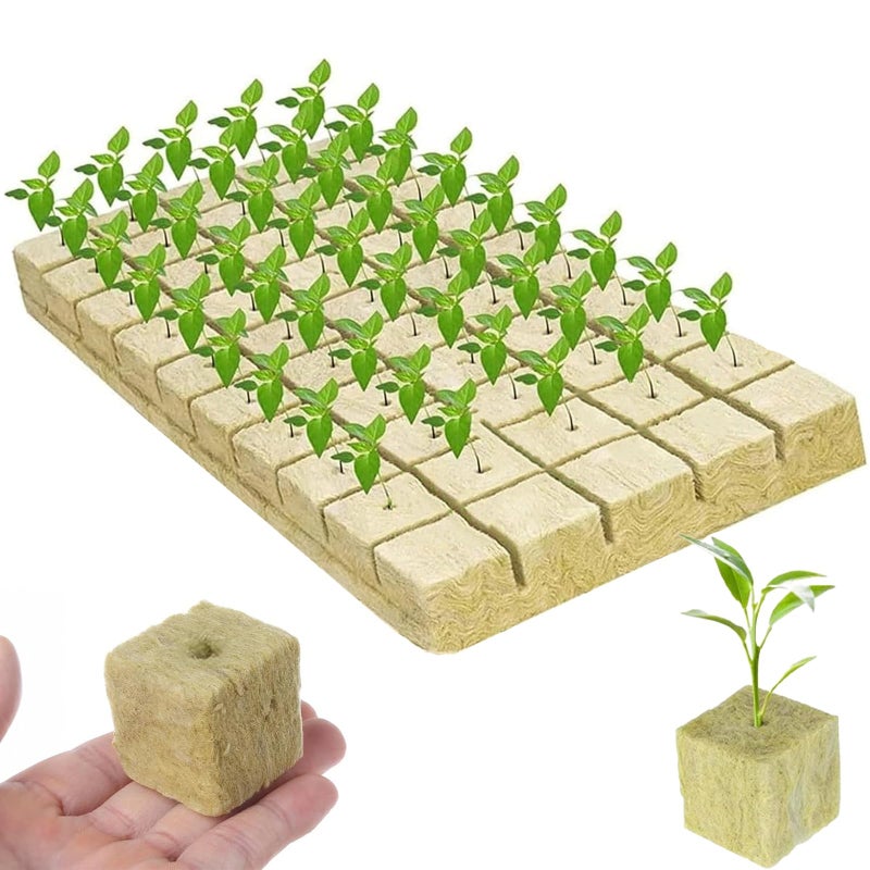 Meridian Hydroponic Growing Cubes – 50 Rockwool Blocks for Soil‑Less Cultivation, Seedling Propagation and Transplantation - CT - Image 1