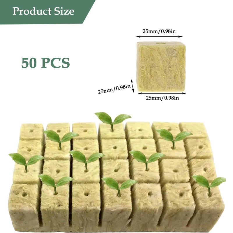 Meridian Hydroponic Growing Cubes – 50 Rockwool Blocks for Soil‑Less Cultivation, Seedling Propagation and Transplantation - CT - Image 2