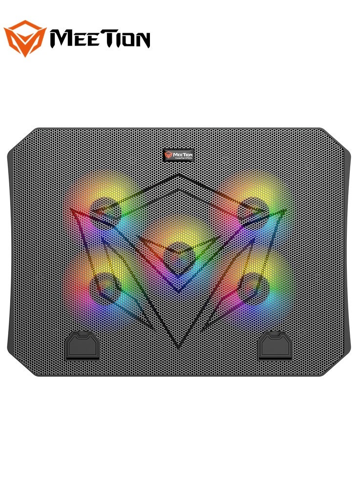Meetion Gaming Cooling Pad CP3030 RGB backlight 4-level height adjustable Dual USB ports, cycle power supply - Image 1