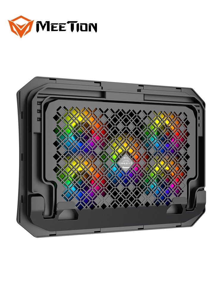Meetion Gaming Cooling Pad CP3030 RGB backlight 4-level height adjustable Dual USB ports, cycle power supply - Image 3