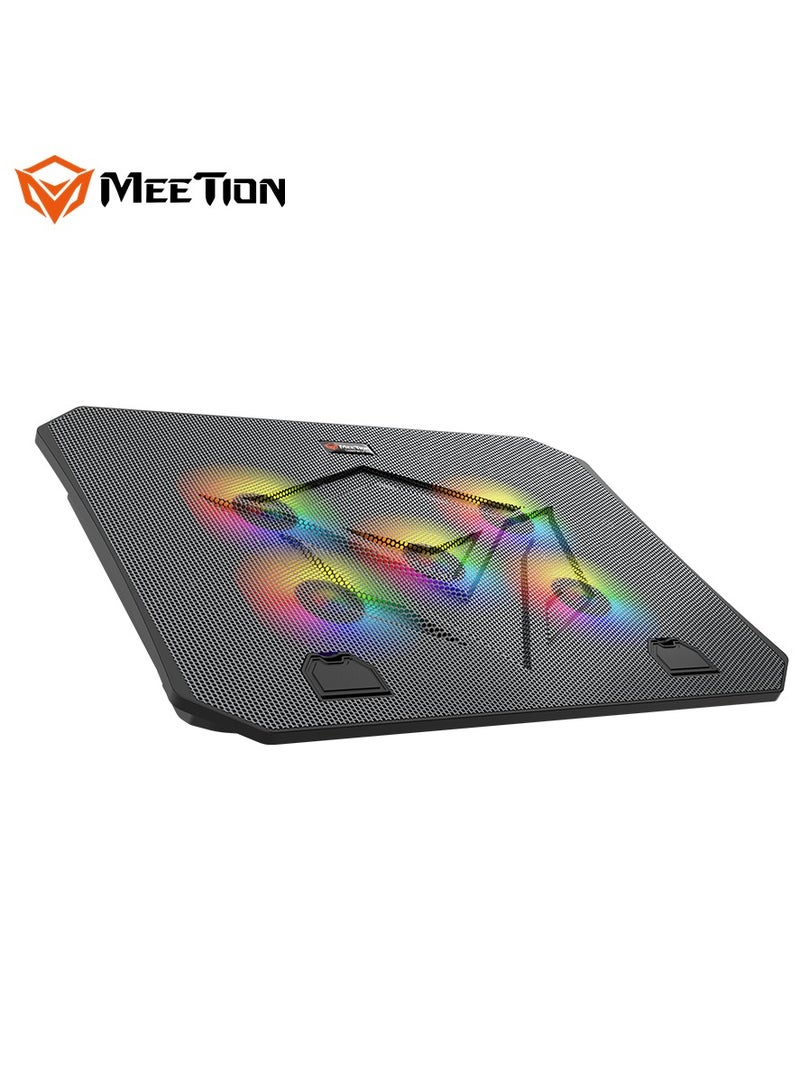 Meetion Gaming Cooling Pad CP3030 RGB backlight 4-level height adjustable Dual USB ports, cycle power supply - Image 4