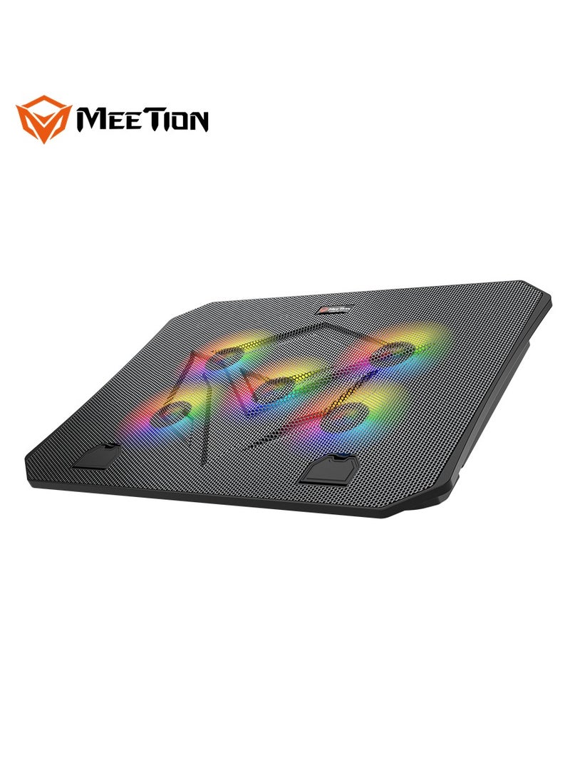 Meetion Gaming Cooling Pad CP3030 RGB backlight 4-level height adjustable Dual USB ports, cycle power supply - Image 5